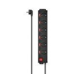 Hama Stekkerdoos 6-voudig Overspanningsbev. 90&deg; Ind. Schakelbaar,1,4m Zw