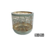 Metalen Windlicht Heidi 19x19 cm Sage/Goud