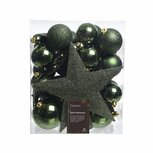 Decoris Kerstballen Mat/Glas/Glitter 33 Stuks Groen