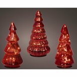 Decoratie Glazen LED Bomen 9x17.5 cm 3 Stuks Rood