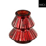 Mica Decorations Glazen Theelichthouder Boom 13x12 cm Rood