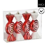 Mica Decorations Snoep Hangers 12.5x6x4.5 cm 4 Stuks Rood/Wit