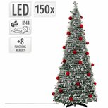 Decoratie Dennenboom met Sneeuw en Ballen + Verlichting 180 cm Groen/Wit/Rood