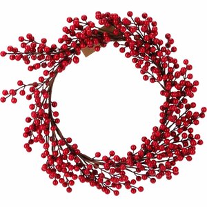 Decoratie Kerstkrans met Rode Bessen 50 cm