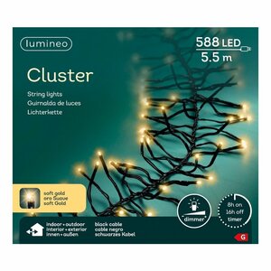 Lumineo LED Cluster 588 LEDs 550 cm Zwart Soft Gold Licht
