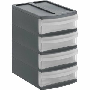 Rotho SYSTEMIX Design Ladekast met 4 Lades 19.6x14.1x23.3 cm Antraciet