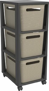 Rotho Tower Brisen Design ladekast 3x16L met Wielen Cappuccino