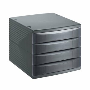 Rotho Quadra Ladenbak met 4 Dichte Lades A4 Antraciet