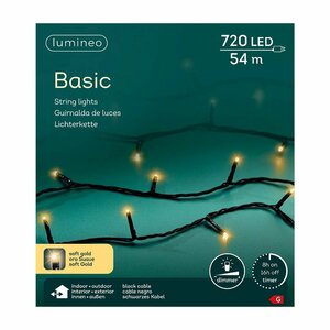 Lumineo Basic LED Snoer voor Buiten 720 LEDs 5400 cm Soft Gold Licht Zwart