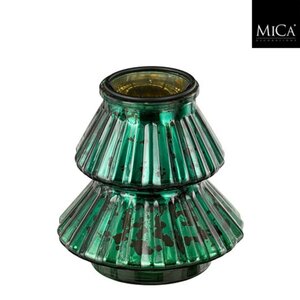 Mica Decorations Glazen Theelichthouder Boom 13x12 cm Groen