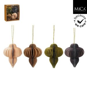 Mica Decorations Papieren Ui Druppel 10x8 cm 4 Stuks Aarde Tinten