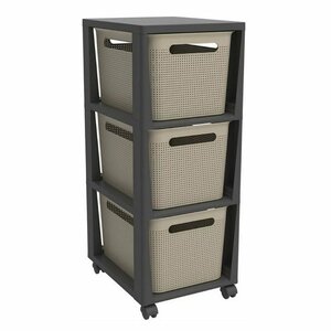 Rotho PINA Ladekastje met 3 Laden 77x36.6x29.6 cm Cappuccino/Antraciet