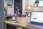 HAN HA-1200-86 Toolbox Loft Mobiele Organiser Flamingo Roze 4 Vakken Met Uitneembaar Plateau Sneeuw Wit_